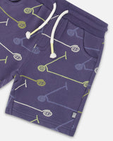 French Terry Short Blue Printed Scooters | Deux par Deux | Jenni Kidz