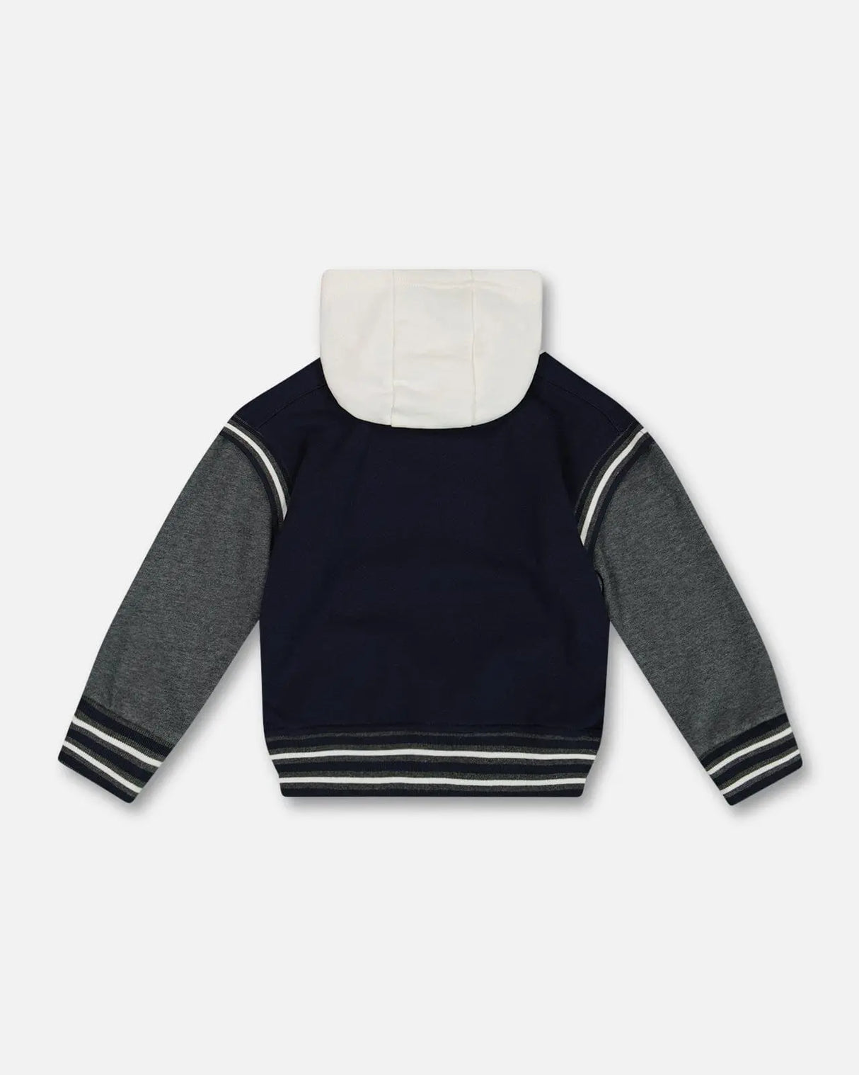 Full Zip Hooded Fleece Navy And Dark Gray | Deux par Deux | Jenni Kidz