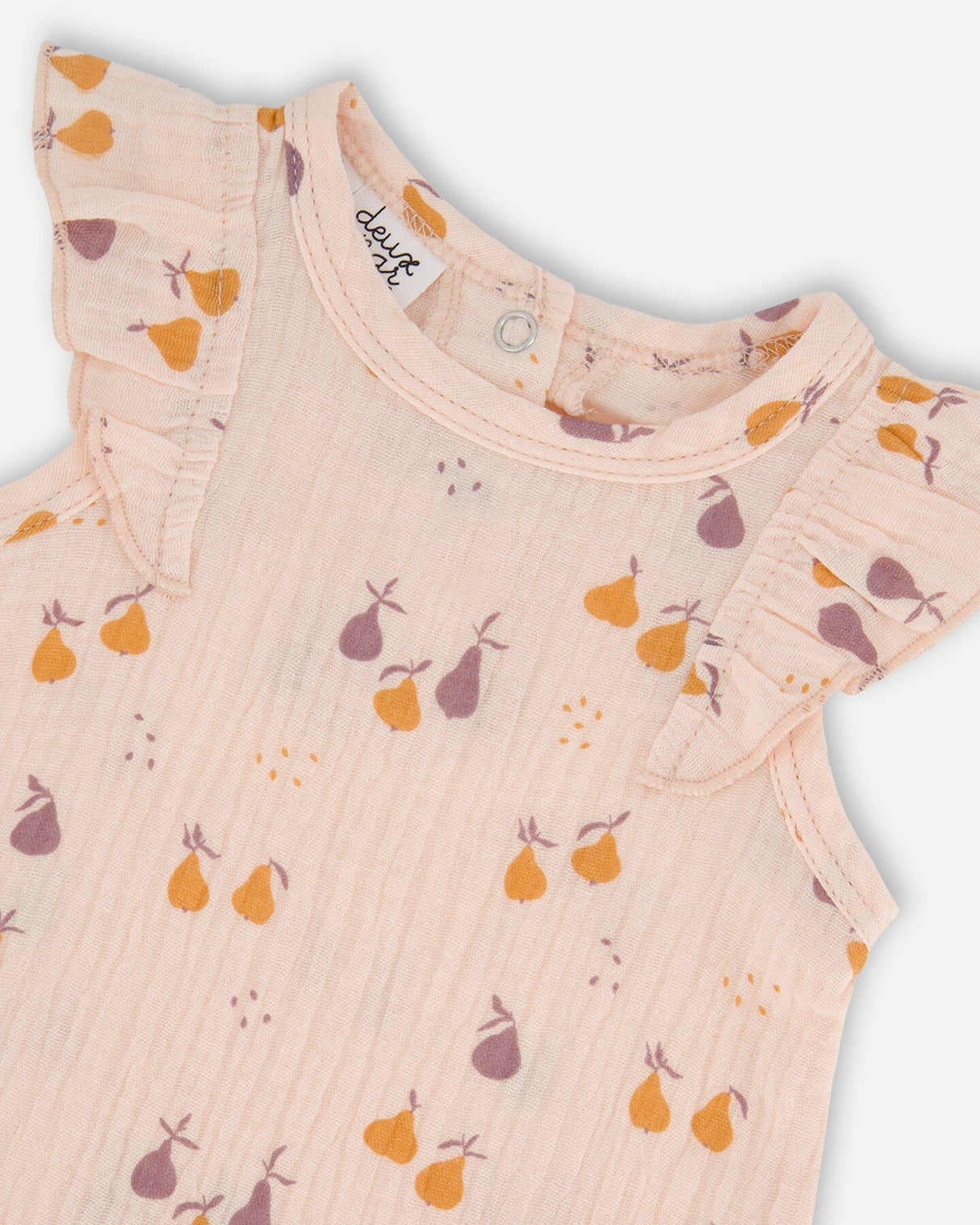 Printed Muslin Top And Bloomer Set Peach With Pears-2