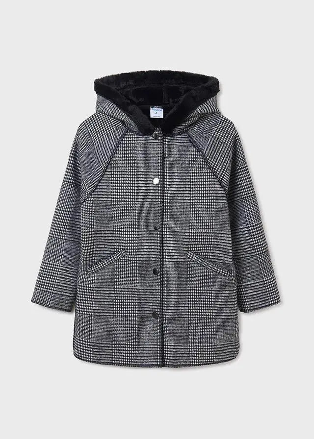 Girls Black Plaid Coat  | Mayoral | Mayoral | Jenni Kidz