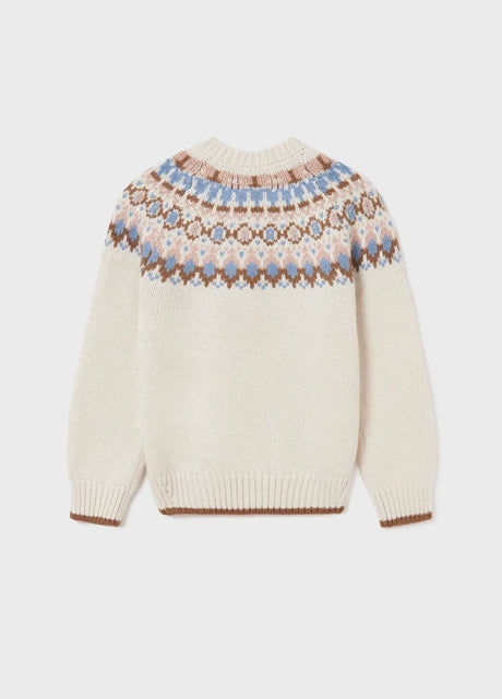 Girls Knitted Jacquard Sweater - BEIGE | Mayoral | Mayoral | Jenni Kidz