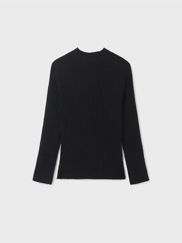 Girls Ribbed Knit Mockneck Long Sleeve - Black | Mayoral | Mayoral | Jenni Kidz