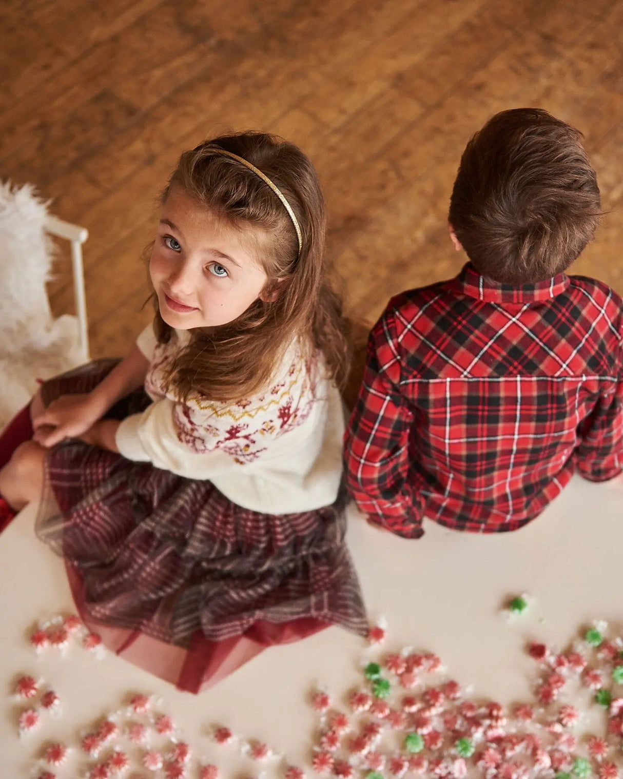 Glittering Tulle Skirt Red Plaid | Deux par Deux | Jenni Kidz