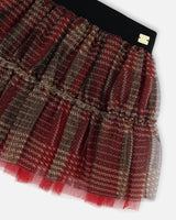 Glittering Tulle Skirt Red Plaid | Deux par Deux | Jenni Kidz