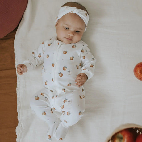 Golden Apples Print on Off-White Footed Sleeper | Petit Lem | Petit Lem | Jenni Kidz