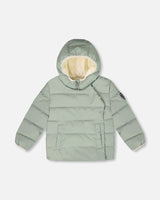 Compressible Winter Puffy Coat Designed For Car Seat Sage Green-0