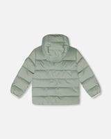 Compressible Winter Puffy Coat Designed For Car Seat Sage Green-2