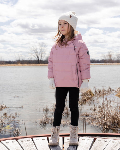 Compressible Winter Puffy Coat Designed For Car Seat Dusty Pink-1