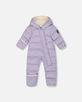 One-Piece Baby Cloud Compressible Snowsuit Designed For Car Seat Purple Gray-0