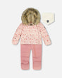 One-Piece Baby Snug Snowsuit Designed For Car Seat Pink Mini Flowers-0