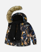 Two-Piece Play Snowsuit With Printed Dinosaurs Jacket Brown-2