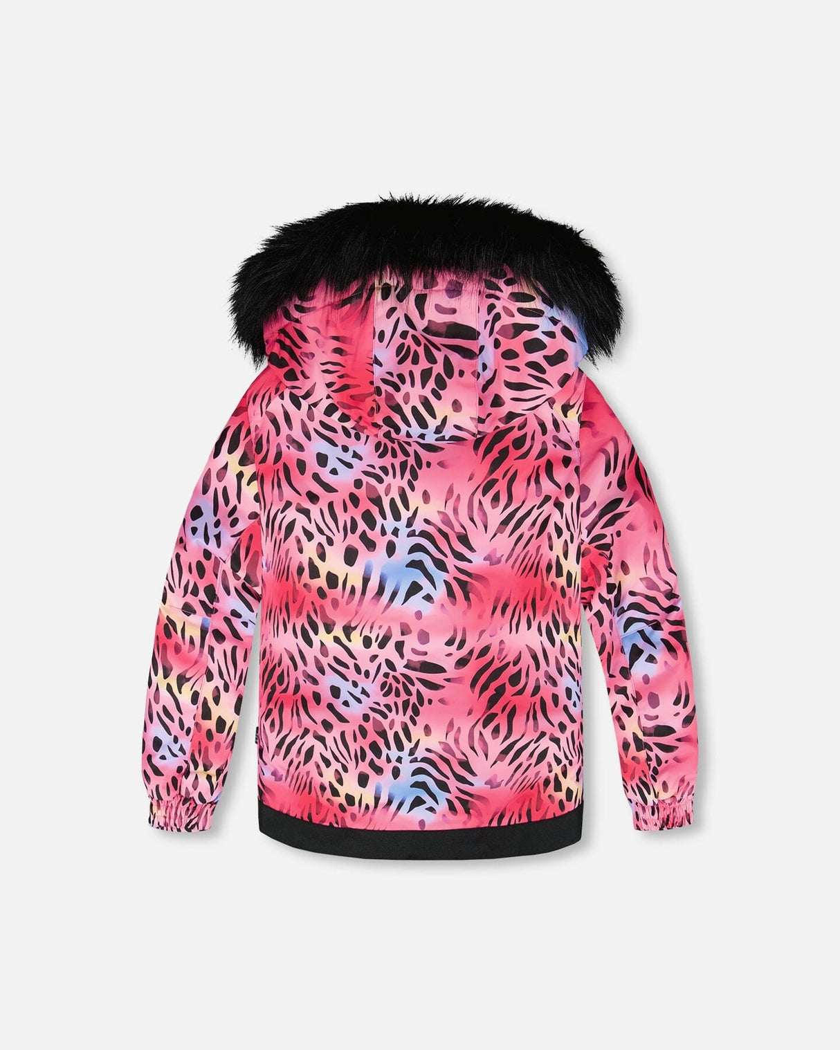 Two-Piece Play Snowsuit With Multicolor Print Jacket And Solid Pant Black-3
