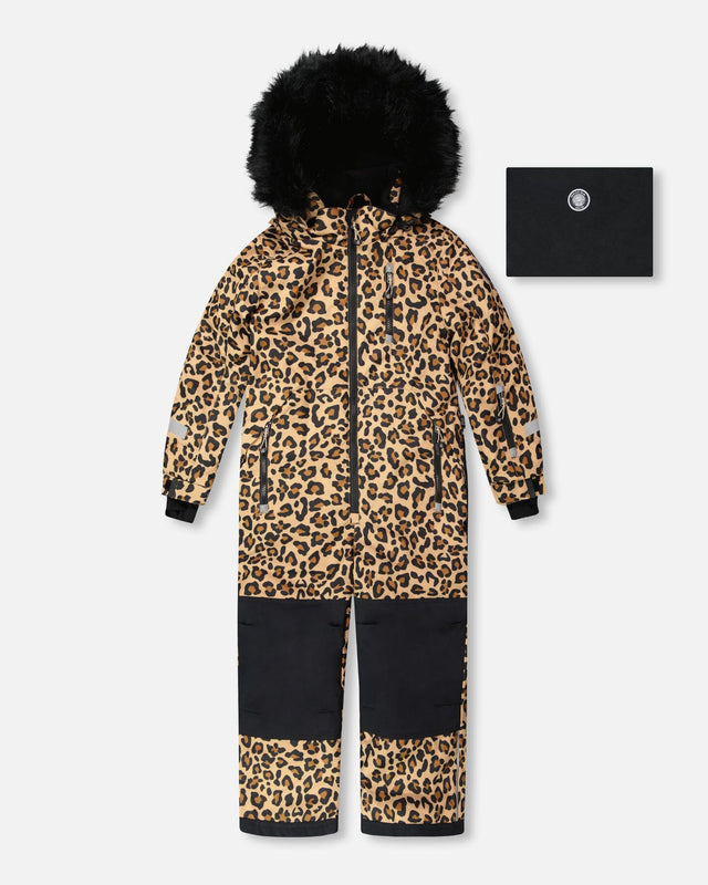 One-Piece Play Snowsuit Beige Leopard-0