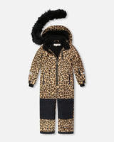 One-Piece Play Snowsuit Beige Leopard-2