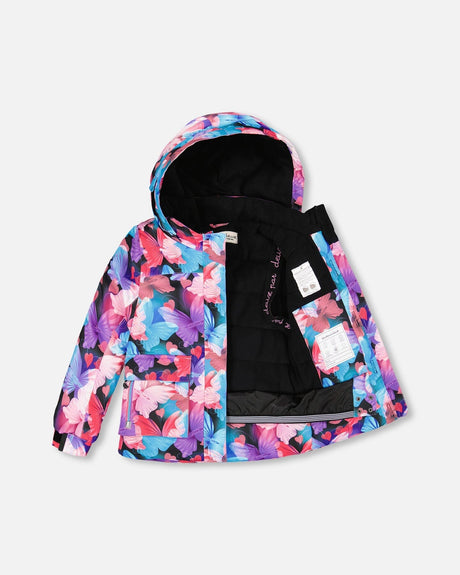 Two-Piece Play Snowsuit Flash Coral With Butterfly Print Jacket-1