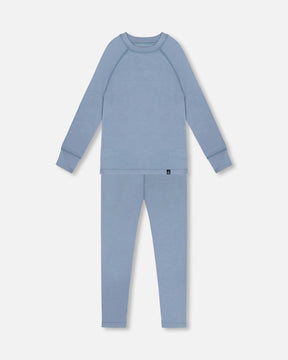 Merino Wool Base Layer Set Blue Gray-0
