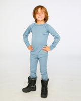 Deux par Deux Merino Wool Base Layer Set Blue Gray