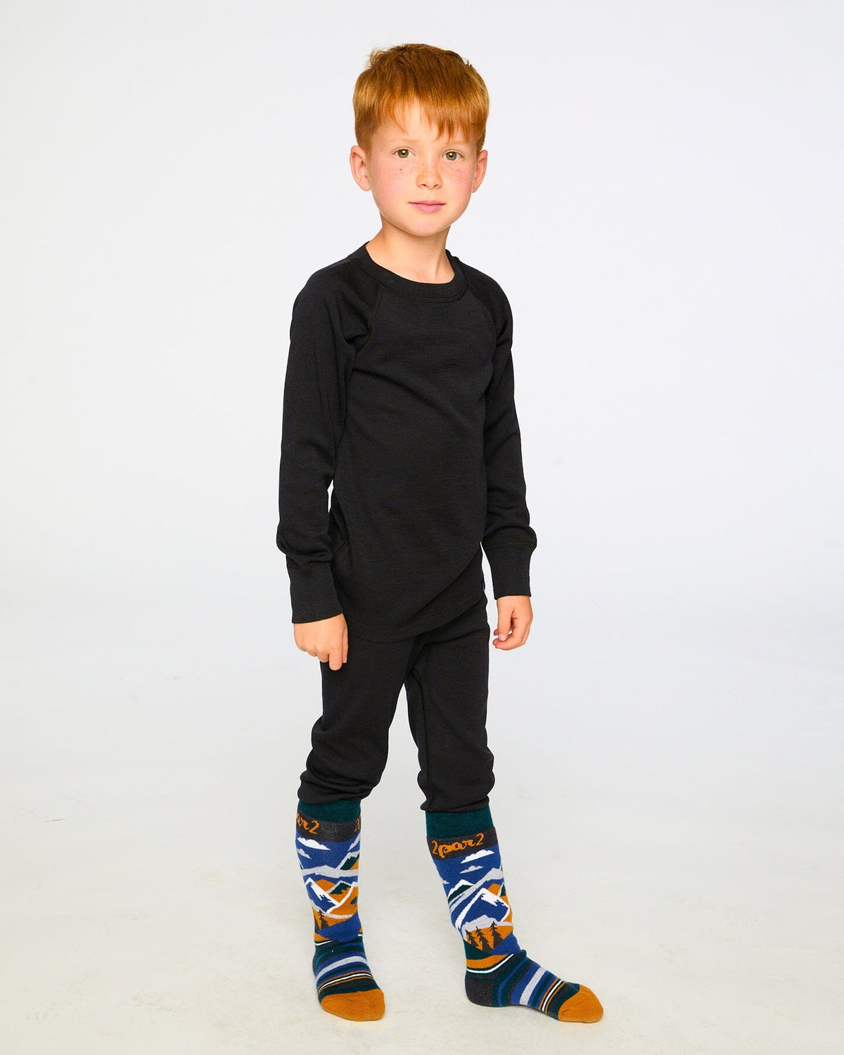 Deux par Deux Merino Wool Base Layer Set Black