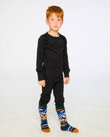 Deux par Deux Merino Wool Base Layer Set Black