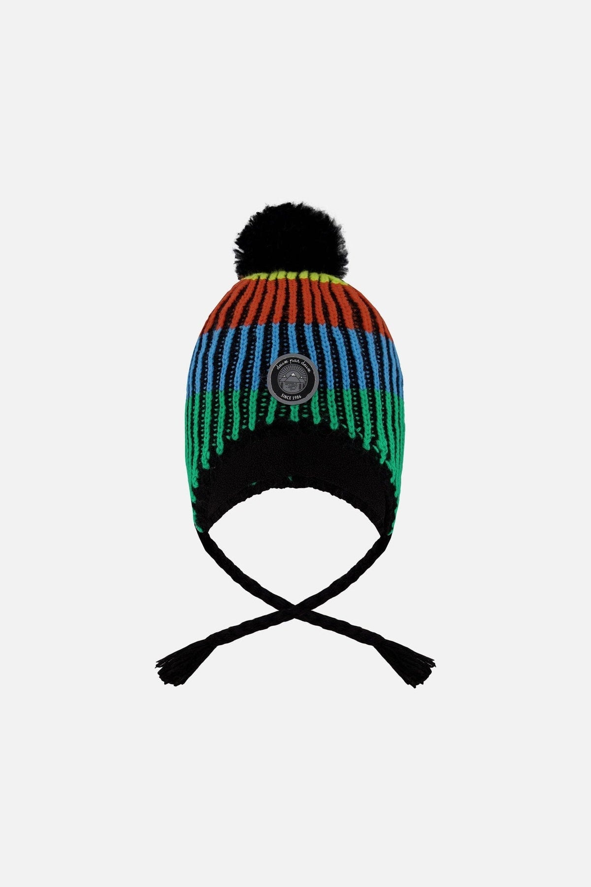 Deux par Deux Lined Peruvian Knit Winter Hat With Pompom Multicolor