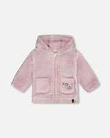 Hooded Zip Plush Jacket Neutral Purple-0