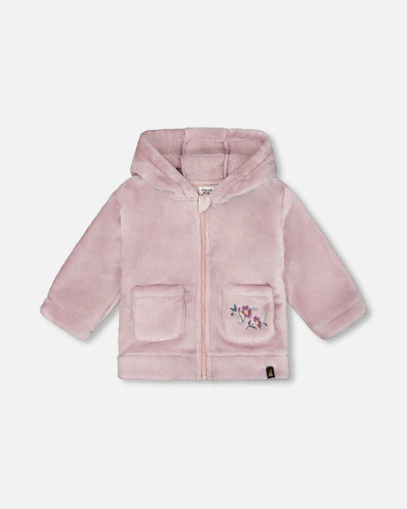 Hooded Zip Plush Jacket Neutral Purple-0