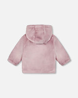 Hooded Zip Plush Jacket Neutral Purple-2