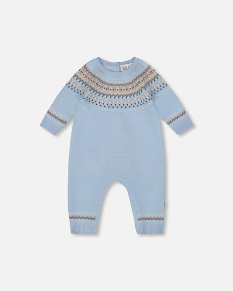 Knitted Jacquard Romper Light Blue-0