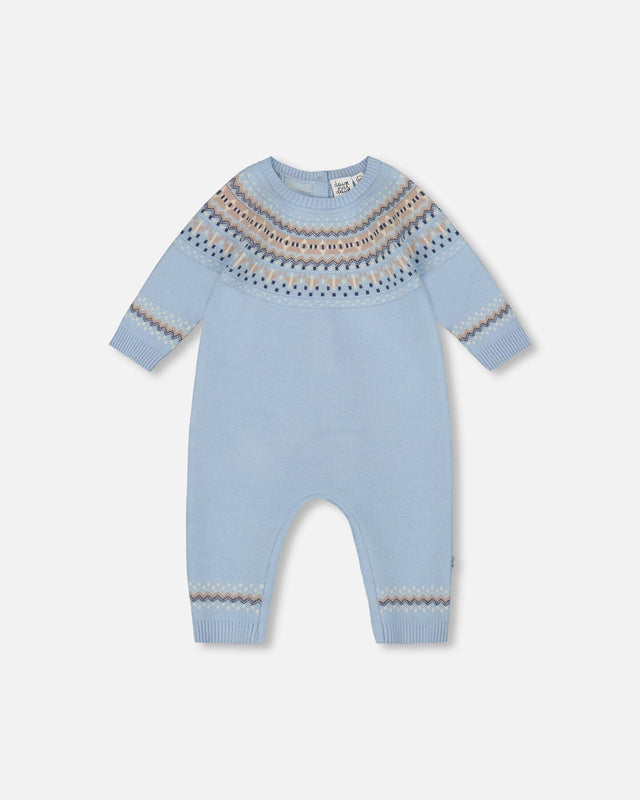 Knitted Jacquard Romper Light Blue-0