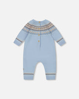 Knitted Jacquard Romper Light Blue-2