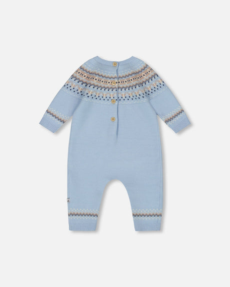 Knitted Jacquard Romper Light Blue-2