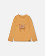 Organic Cotton T-Shirt Golden Yellow With Cat-0