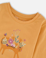 Organic Cotton T-Shirt Golden Yellow With Cat-3
