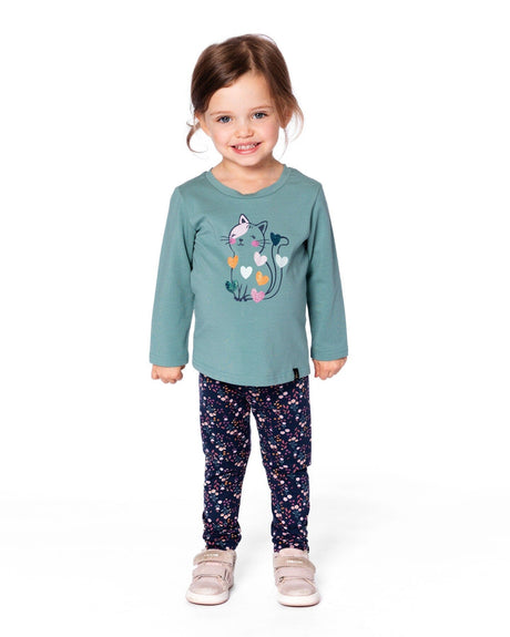 Organic Cotton T-Shirt Sage With Cat-1