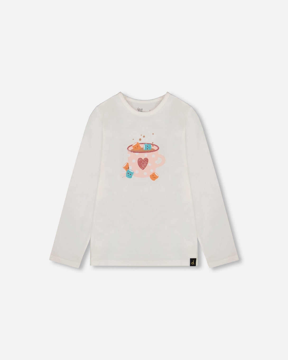 Organic Cotton Long Sleeve T-Shirt Off-White With Hot Chocolate-0