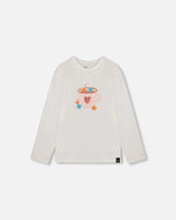 Organic Cotton Long Sleeve T-Shirt Off-White With Hot Chocolate-0