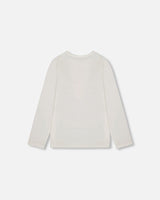 Organic Cotton Long Sleeve T-Shirt Off-White With Hot Chocolate-2