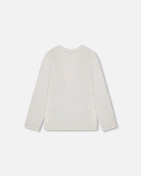 Organic Cotton Long Sleeve T-Shirt Off-White With Hot Chocolate-2