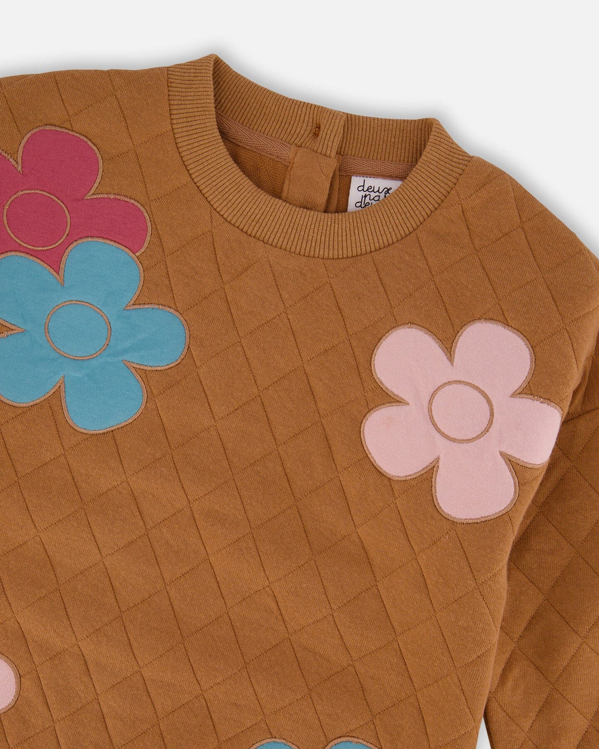 Quilted Tunic Mocha With Flowers-3