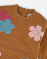 Quilted Tunic Mocha With Flowers-3
