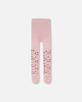Knit Tights Light Pink With Flowers-2