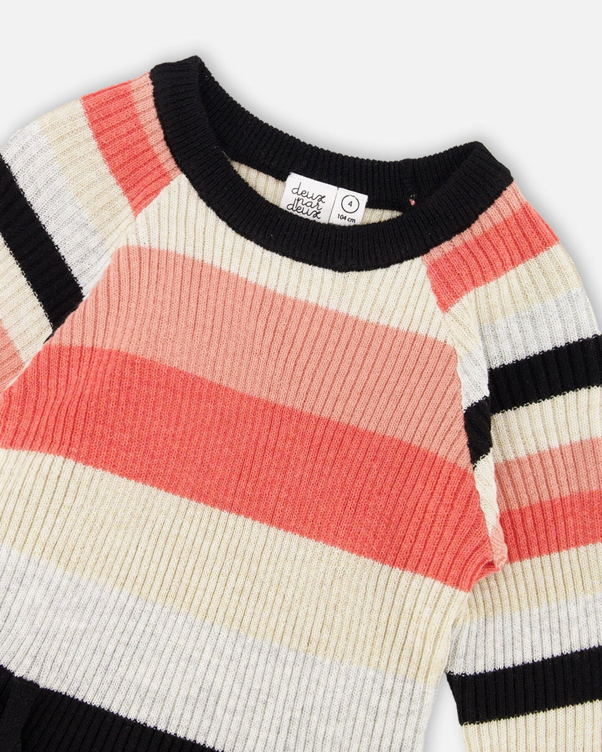 Striped Knit Dress Beige Black And Pink-3