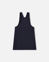 Milano Jumper Dress Navy Blue With Buckle Detail-2