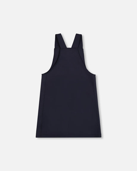 Milano Jumper Dress Navy Blue With Buckle Detail-2