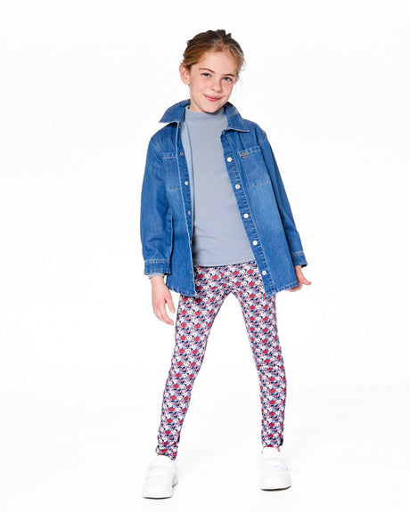 Organic Cotton Leggings Blue Apple Print-1