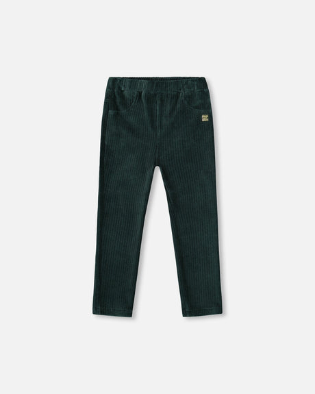 Stretch Velour Rib Treggings Dark Green-0