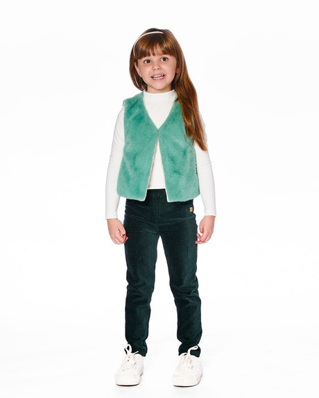 Stretch Velour Rib Treggings Dark Green-1
