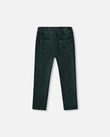 Stretch Velour Rib Treggings Dark Green-2