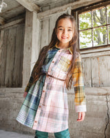Shirt Dress With Belt Green Pink And Yellow-1