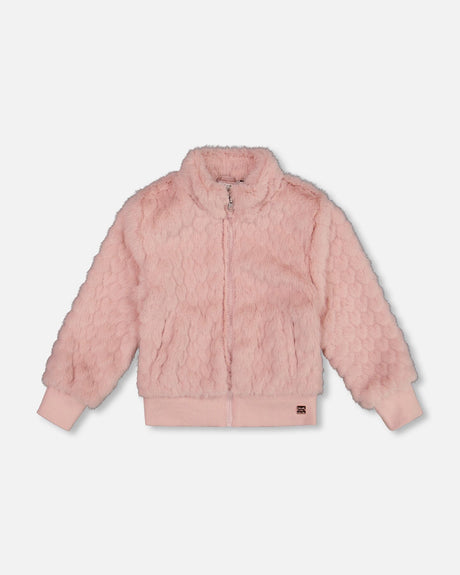 Faux Fur Jacquard Jacket Dusty Pink-0